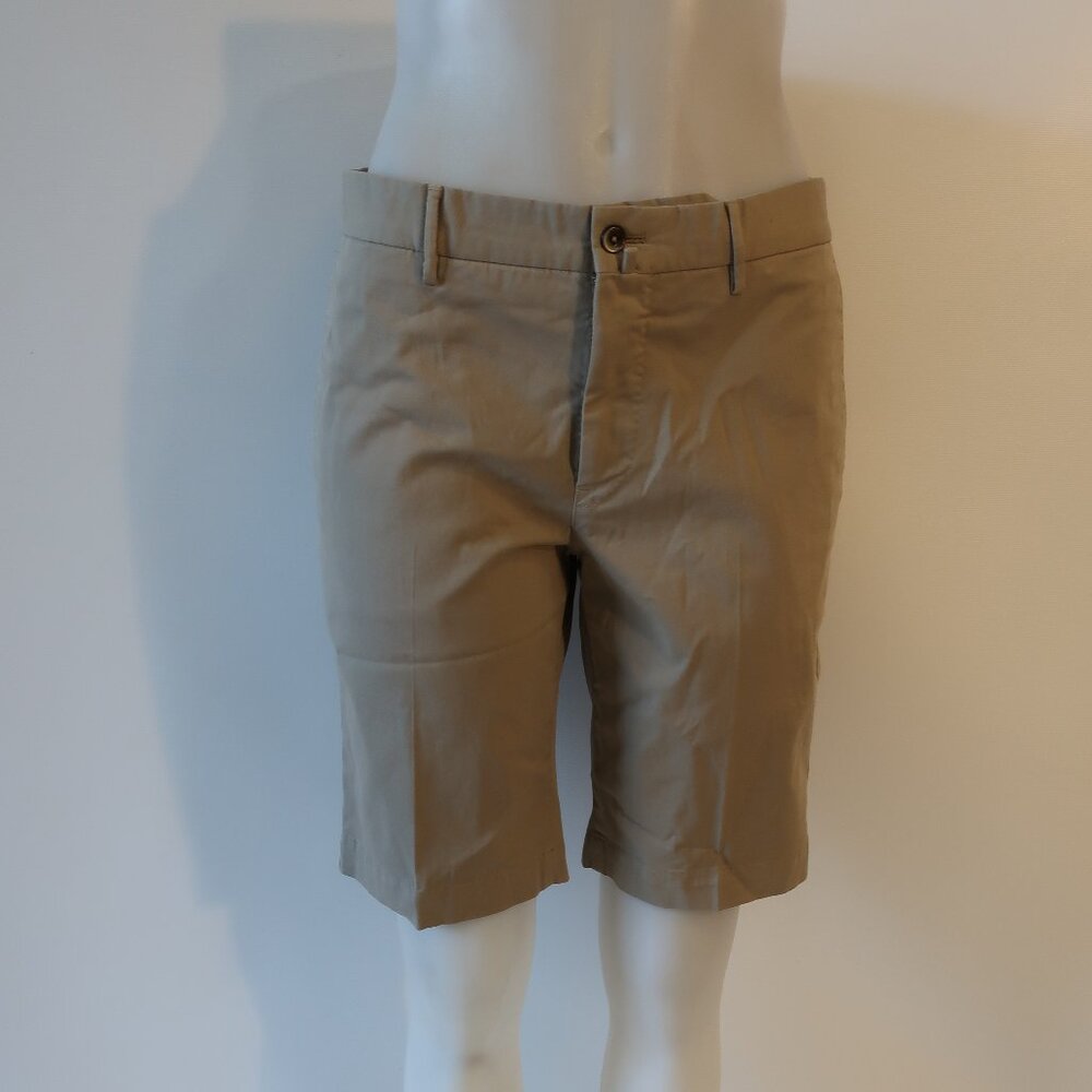 Mens Pt01 Khaki Flat Front Stretch Chino Shorts EU/46 US/30 (XS)